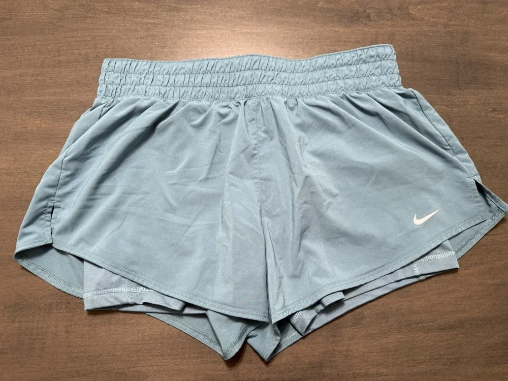 Women's NIKE DRI-FIT Blue Activewear Athletic Shorts with spandex Size Med